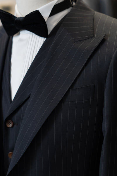 Navy Stripe Suit With Peak Lapel Suits