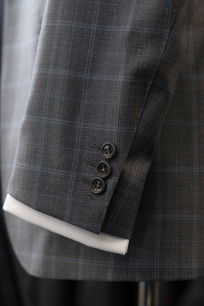 Grey Checkered With Notch Lapel Suits