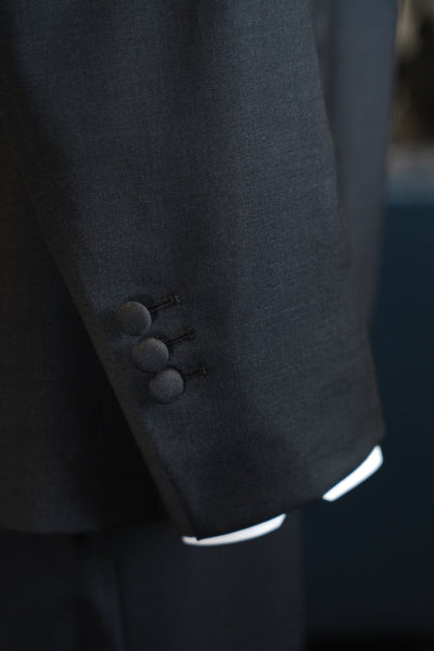 Dark Grey Tuxedo With Black Notch Lapel Suit