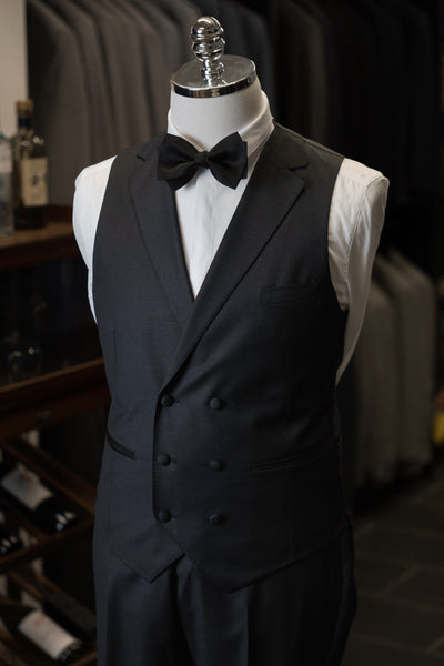 Dark Grey Tuxedo With Black Notch Lapel Suit