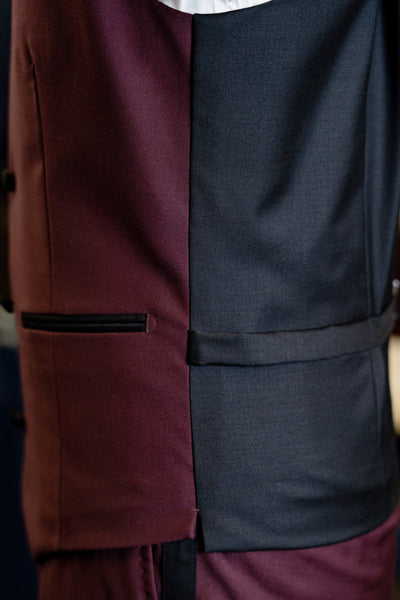 Burgundy Tuxedo With Black Shawl Lapels