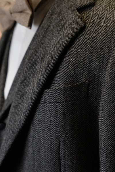 Grey Herringbone Tweed Suit