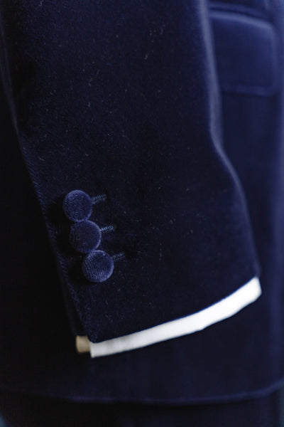 Dark Blue Velvet Tuxedo With Peak Lapels