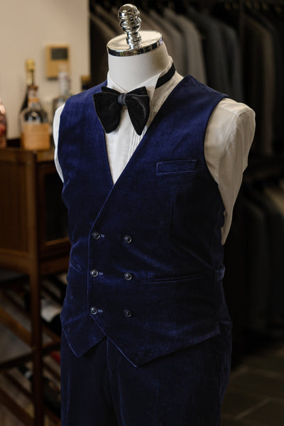 Dark Blue Velvet Tuxedo With Peak Lapels