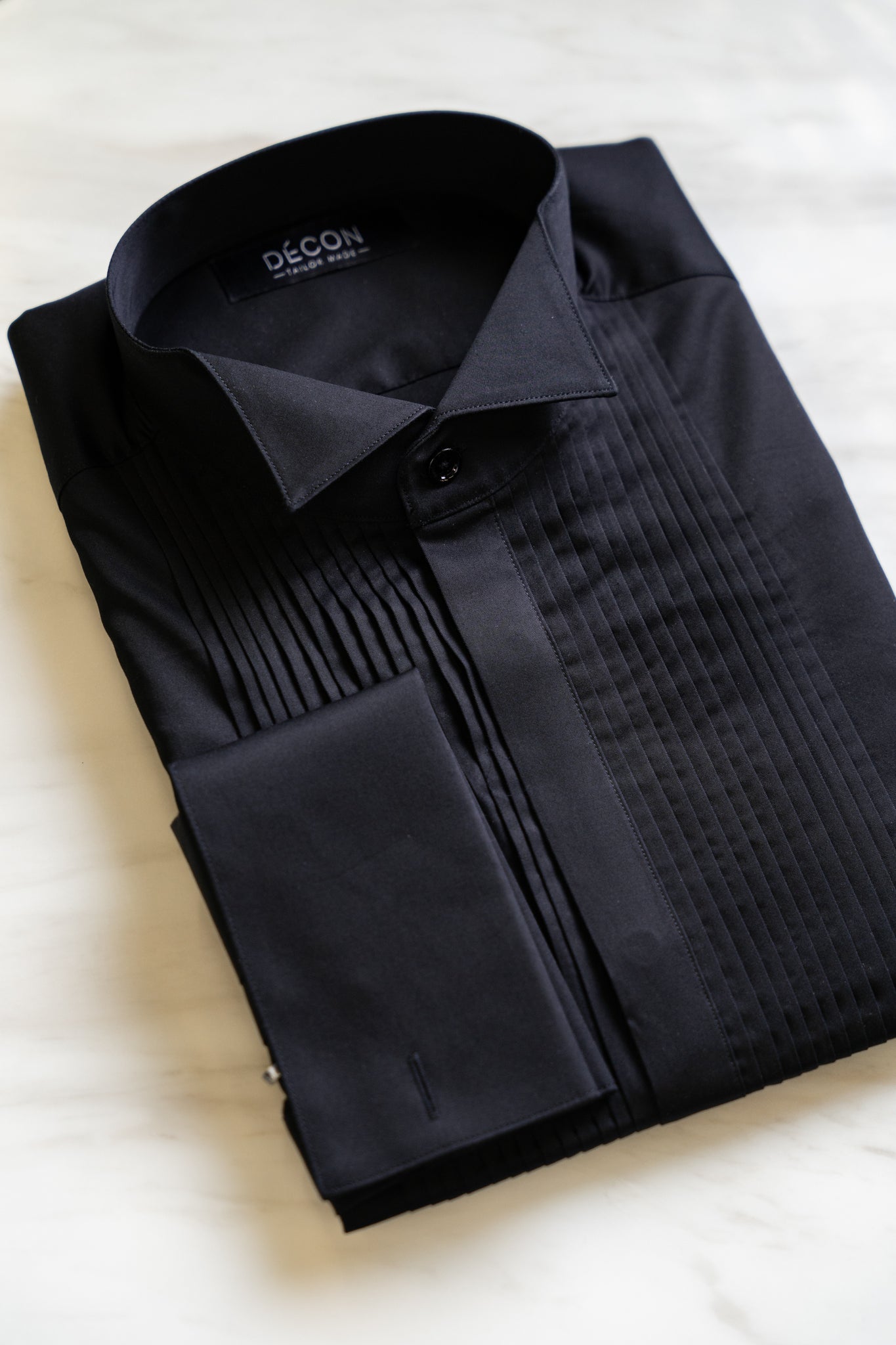 Pleated-Bib Tuxedo Shirt(Black)