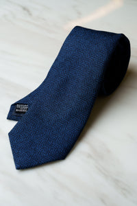 AT118NY Navy Blue Herringbone Tie