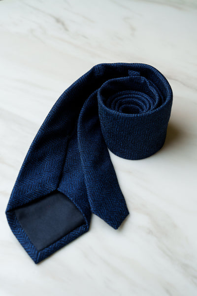 AT118NY Navy Blue Herringbone Tie
