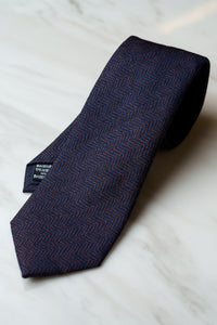 AT170BUOR Dark Blue/Orange Herringbone Tie