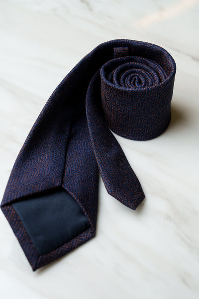 AT170BUOR Dark Blue/Orange Herringbone Tie