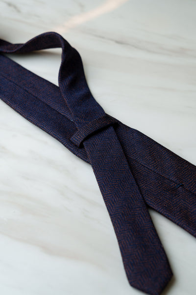 AT170BUOR Dark Blue/Orange Herringbone Tie