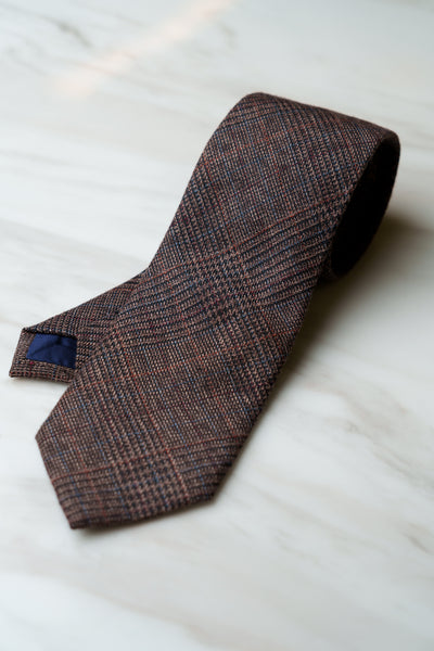 AT181BNOR Dark Brown/Orange Tweed Check Tie