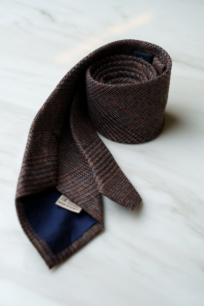AT181BNOR Dark Brown/Orange Tweed Check Tie