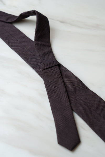 AT182BN Dark Brown Tweed Check Tie