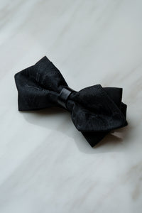 B137BK Black Floral Bow Tie