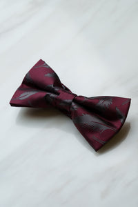 B141RD Dark Red Feater Pattern Bow Tie