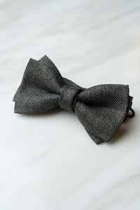 B149GN Olive Green Herringbone Bow Tie