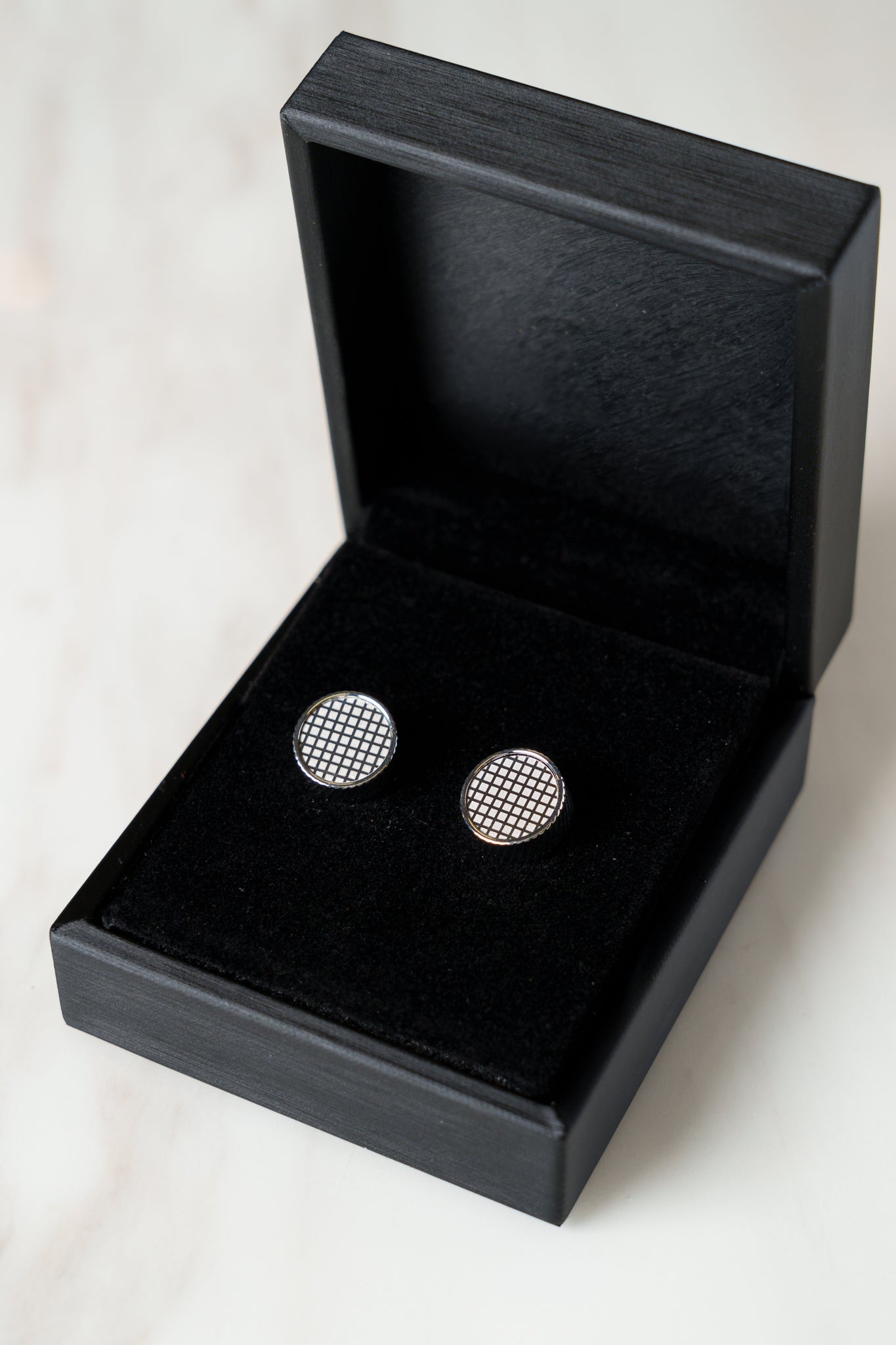 CL022SV Silver Check Cufflinks