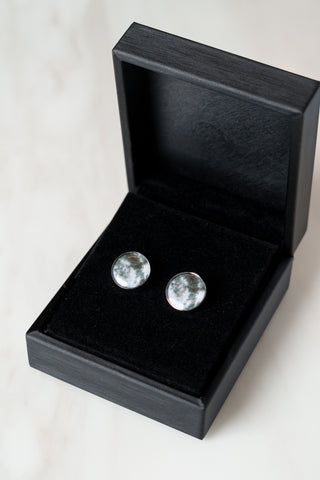 CL023SV Silver Moon Pattern Cufflinks