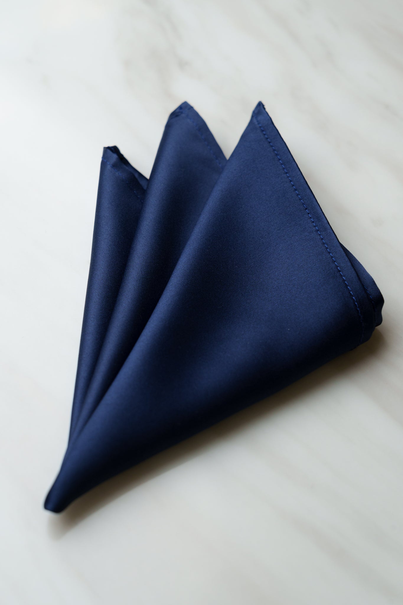 PS049BU Navy Blue Pocket Squares With Stitching