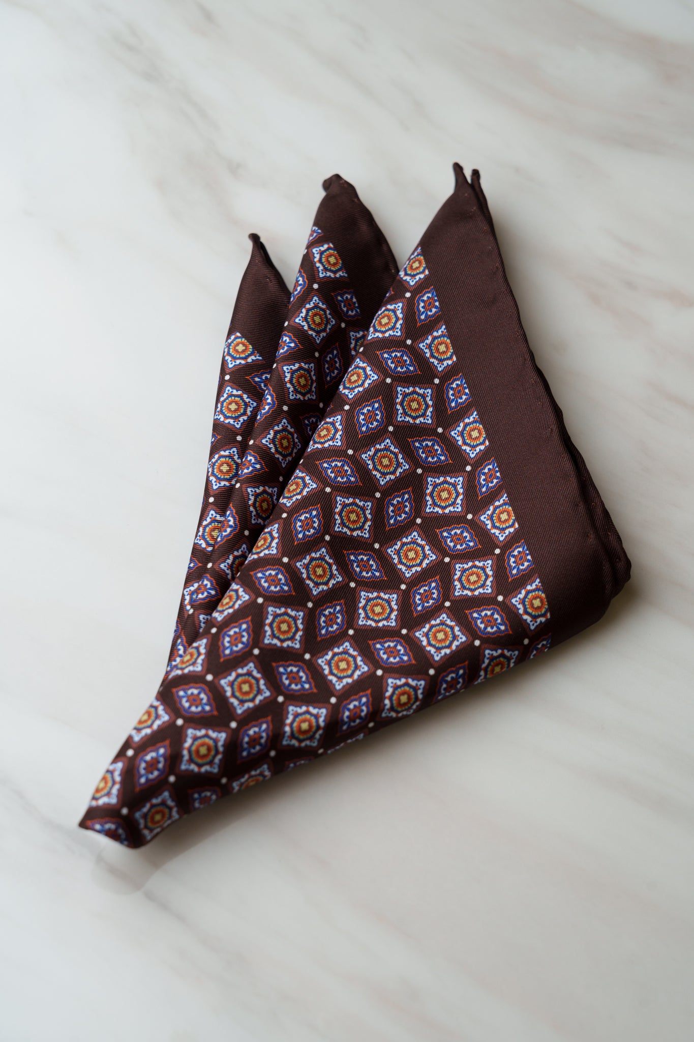 PS052BN Dark Brown Floral Pocket Squares