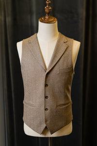 Khaki Herringbone Tweed Waistcoats