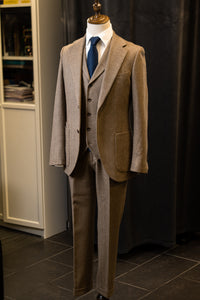 Khaki Herringbone Tweed Suit