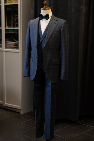 Blue Checkered With Yellow Line Luxury Suit