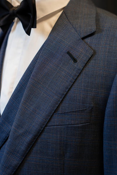 Blue Checkered With Yellow Line Luxury Suit