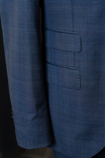 Blue Checkered With Yellow Line Luxury Suit