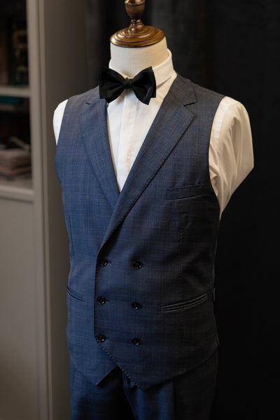 Blue Checkered With Yellow Line Luxury Suit