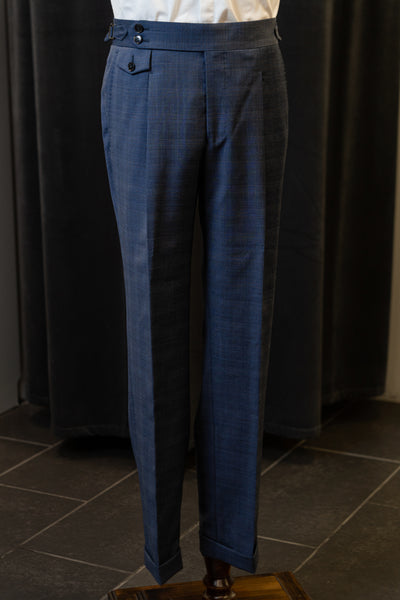 Blue Checkered With Yellow Line Luxury Trousers