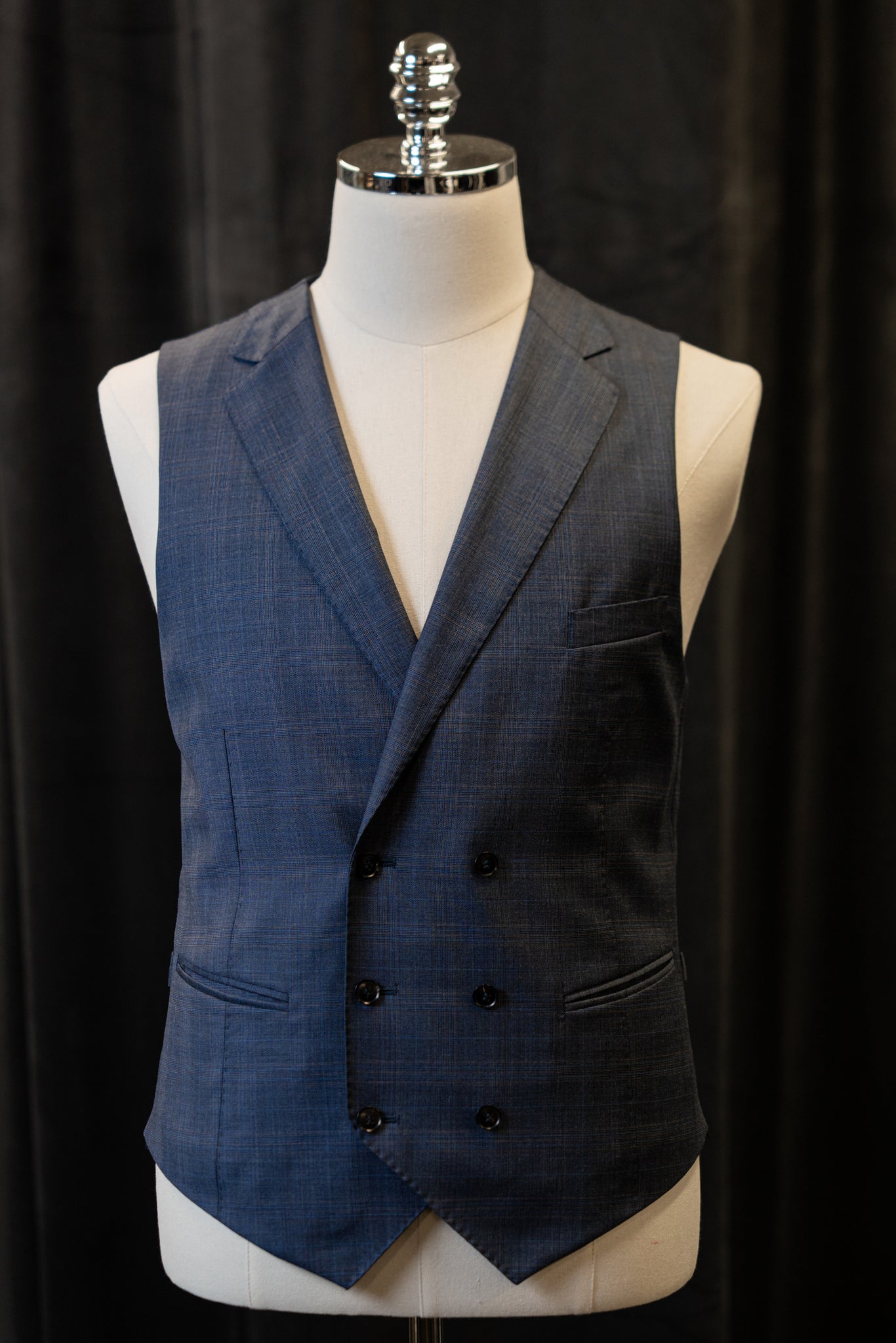 Blue Checkered With Yellow Line Luxury Waistcoats
