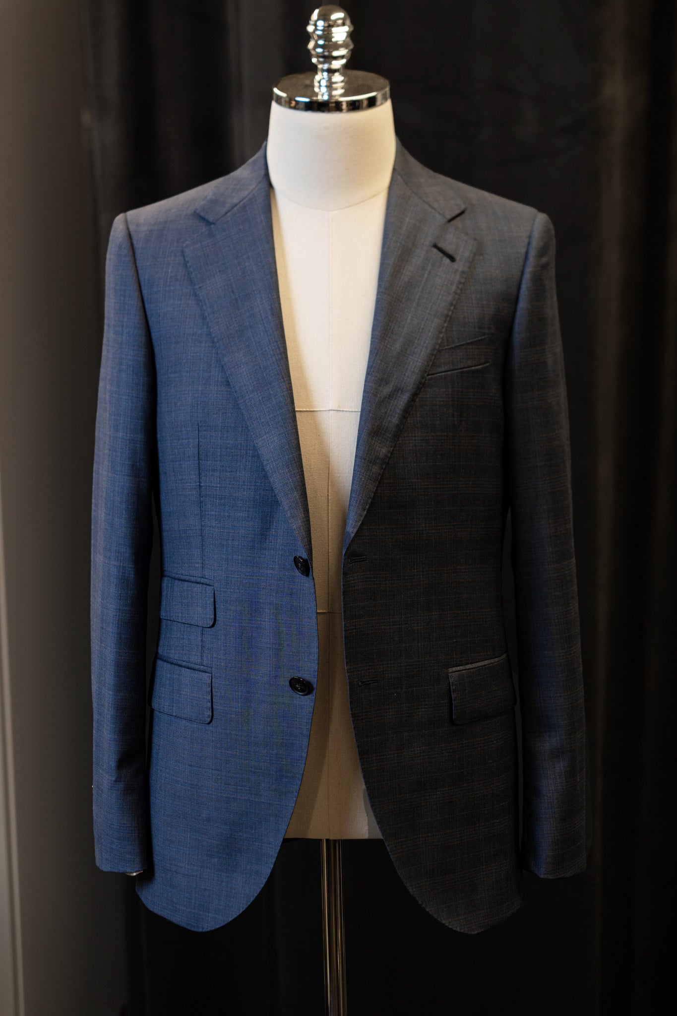 Blue Checkered With Yellow Line Luxury Jackets