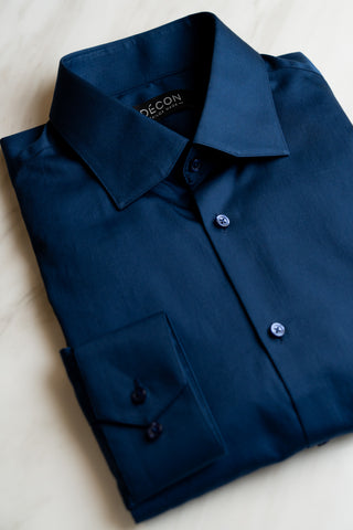 Spread Collar Dark Blue Shirt