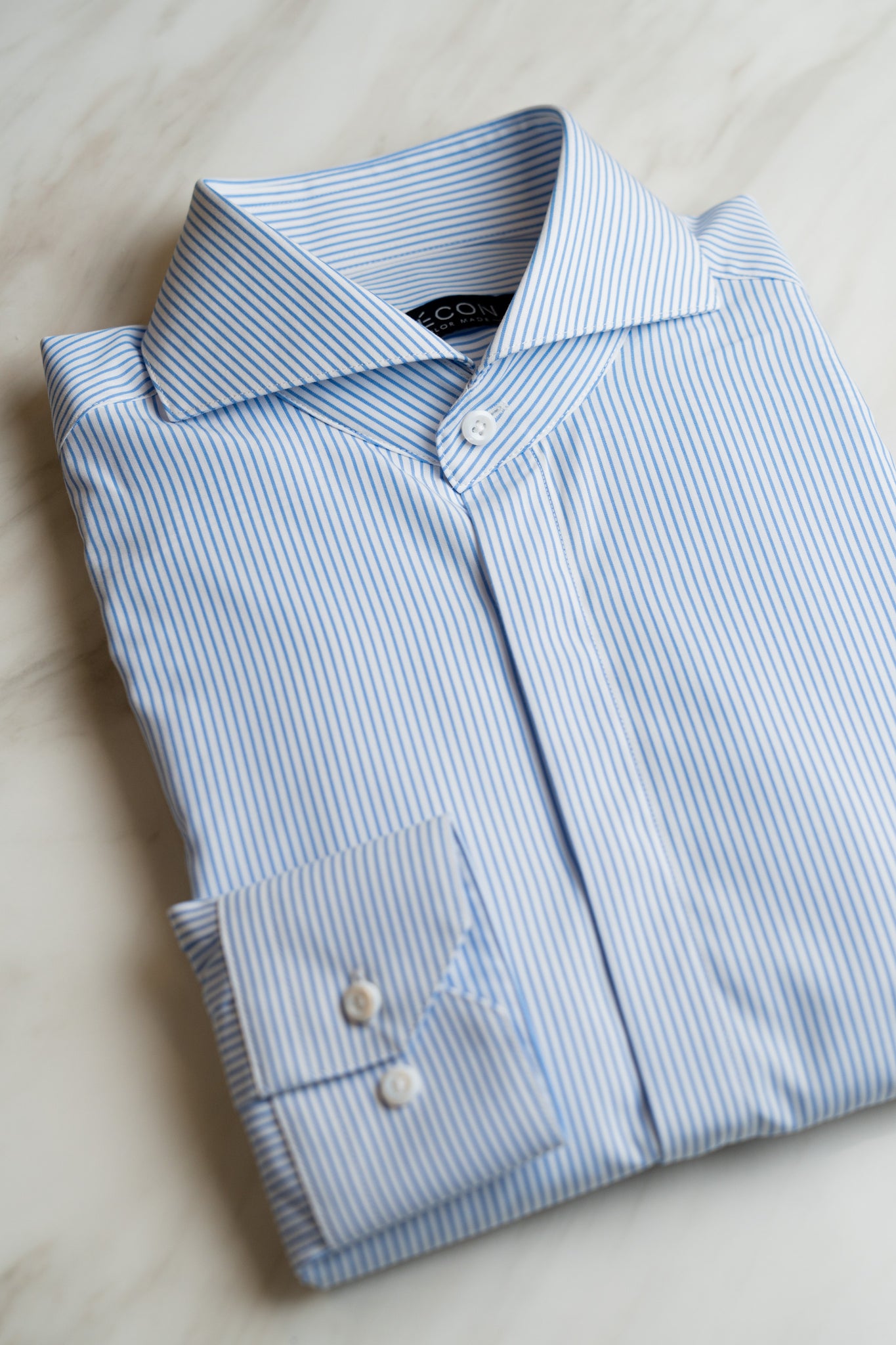 Cutaway Collar White/Blue Stripe Shirt