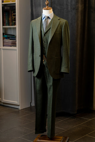 Moss Green Herringbone Tweed Suit