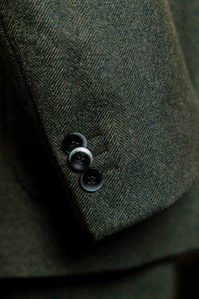 Moss Green Herringbone Tweed Suit