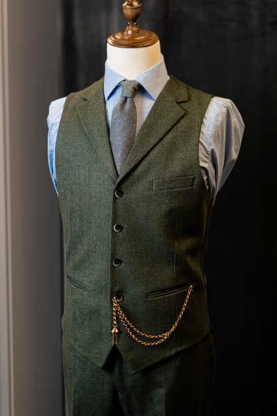 Moss Green Herringbone Tweed Suit