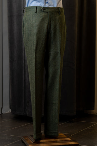 Moss Green Herringbone Tweed Trouser