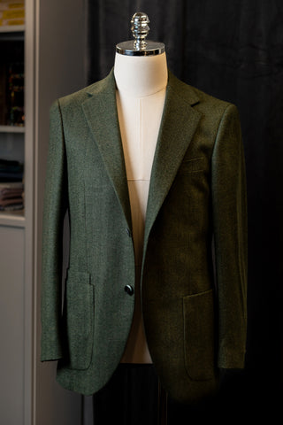 Moss Green Herringbone Tweed Jacket