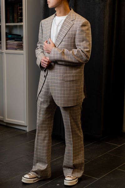 Brown Checkered OverSize Suit by Customize