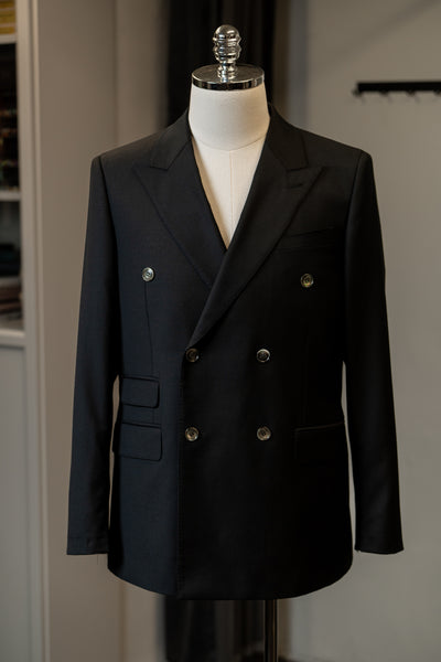 Black Double-Breasted Wedding Suit