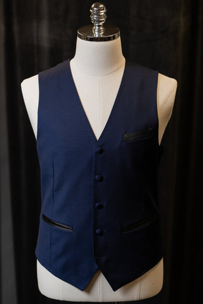 Navy Tuxedo With Black Satin Peak Lapel Suit