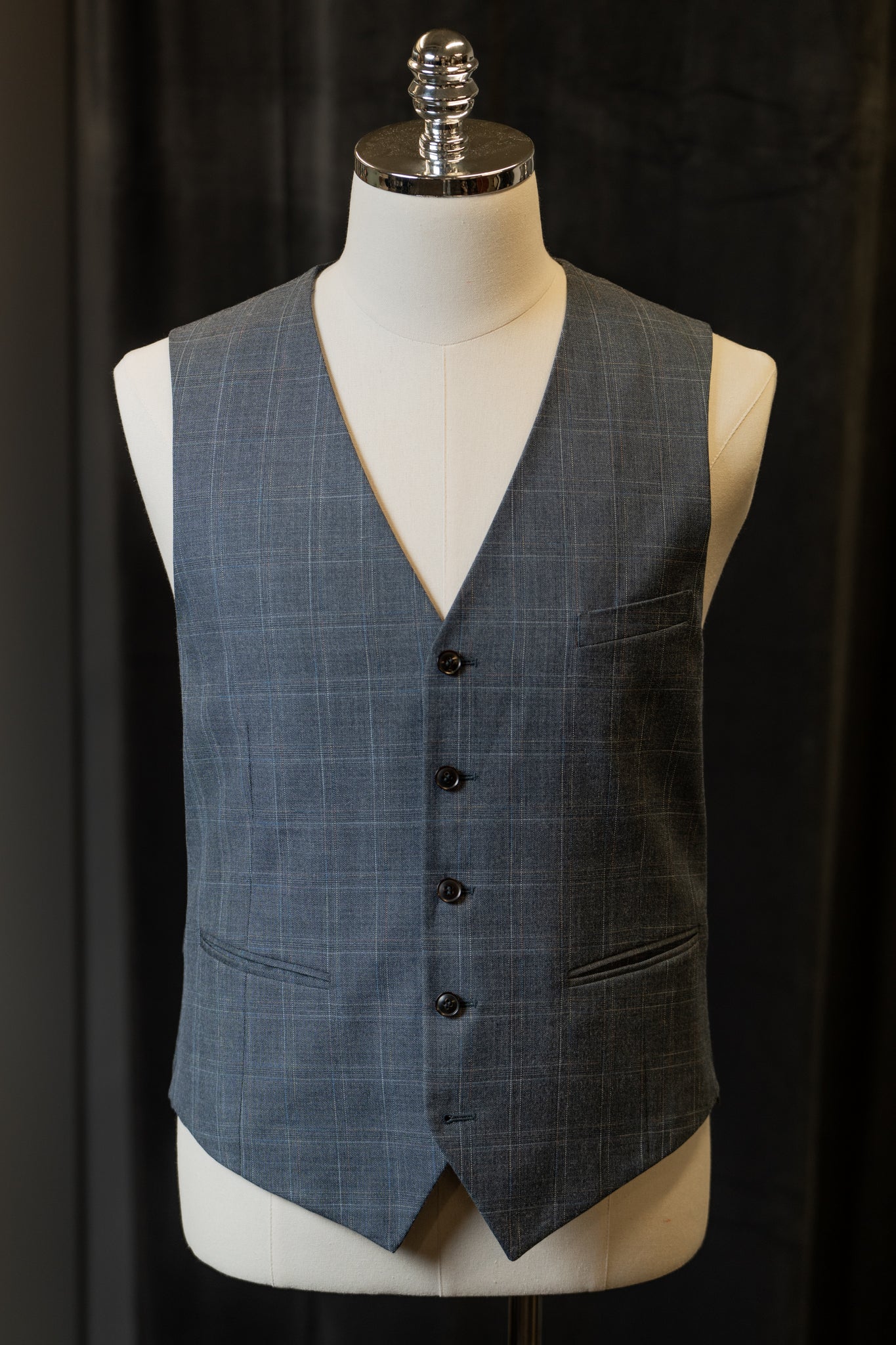 Grey/Blue Checkered Waistcoats
