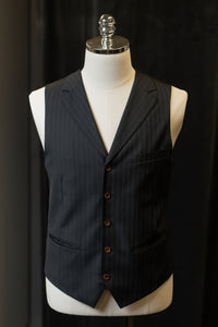 Navy Stripe Suit With Notch Lapel Waistcoats