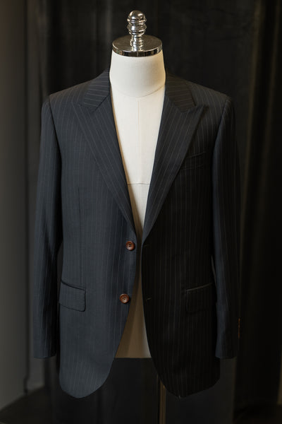 Navy Stripe Suit With Peak Lapel Suits