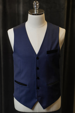 Navy Waistcoat With Black Velvet