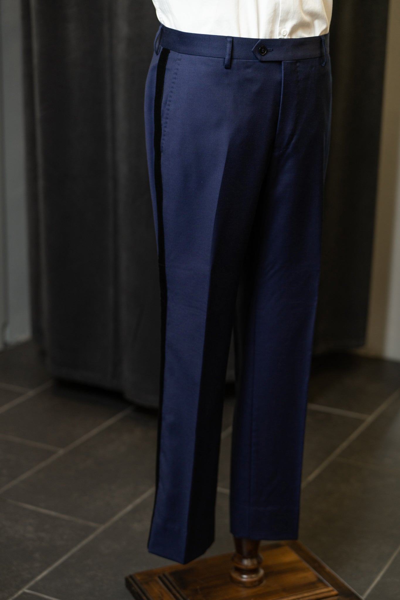 Navy Trouser With Black Velvet