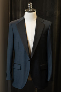Navy Houndstooth With Black Notch Lapel Jackets