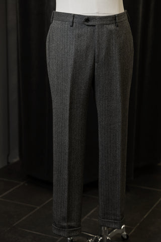 Grey Herringbone Tweed Trousers